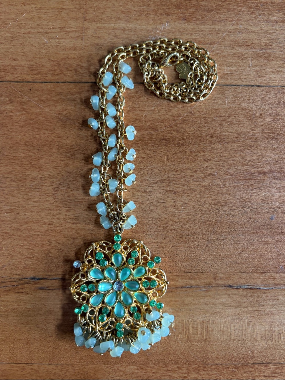 Bisou Bisou Gold-Tone Necklace with Aqua Floral Pendant - Picture 4 of 5